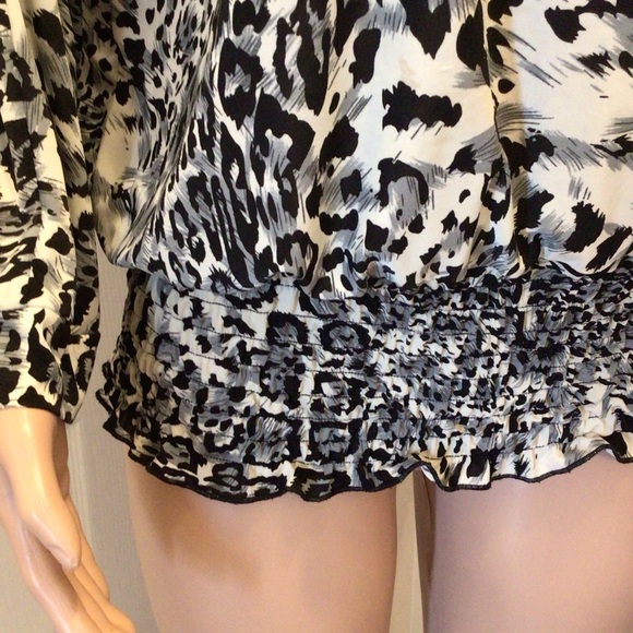 Isabella Rodriguez Womens Black & White Animal Print Dolman Blouse Size 2X - Picture 6 of 6